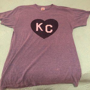 Vintage Charlie Hustle Large Light Blue KC Heart T-Shirt
